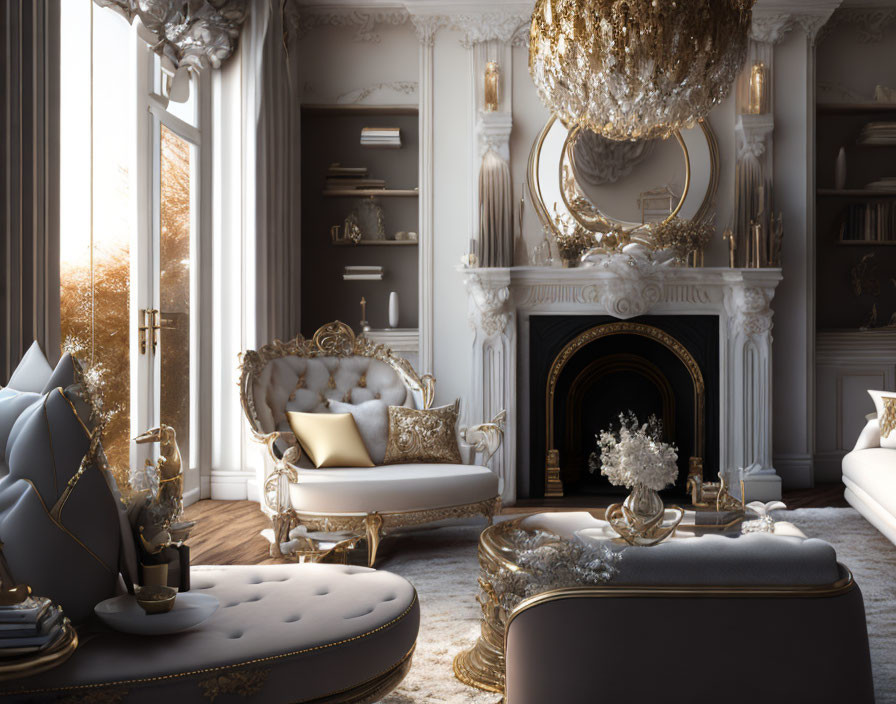 "Bohemia Luxe Living room: Marble,Wood & Gold"