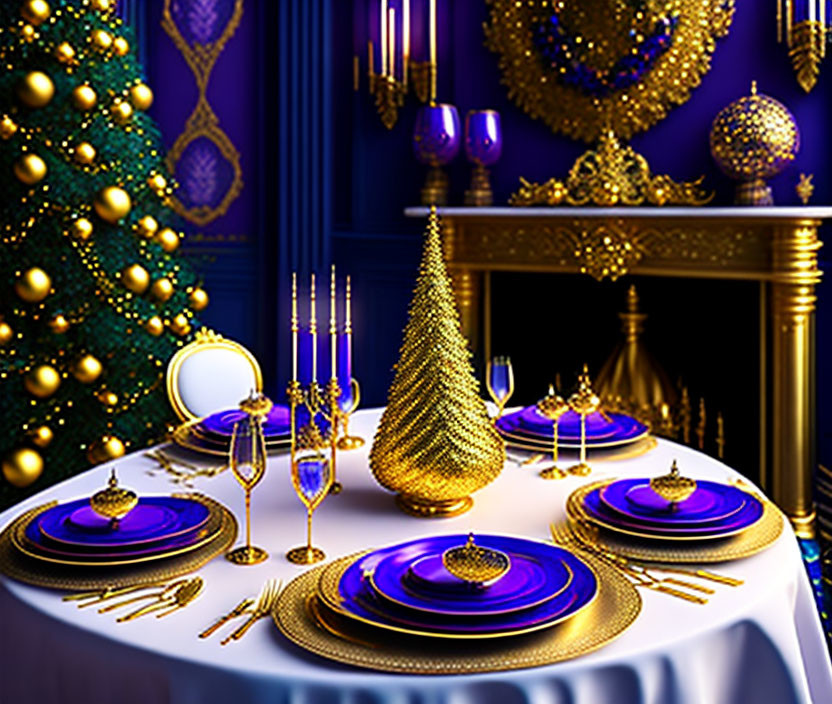 "Bohemia Luxe:Dining Christmas in Blue & Gold"