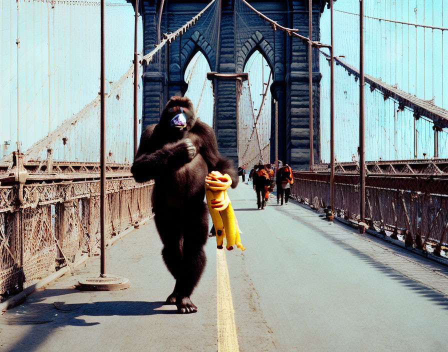 An amp walking the Brooklyn Bridge