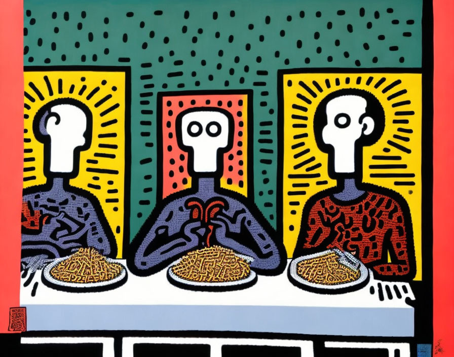 The last supper in the style of Keith Haring