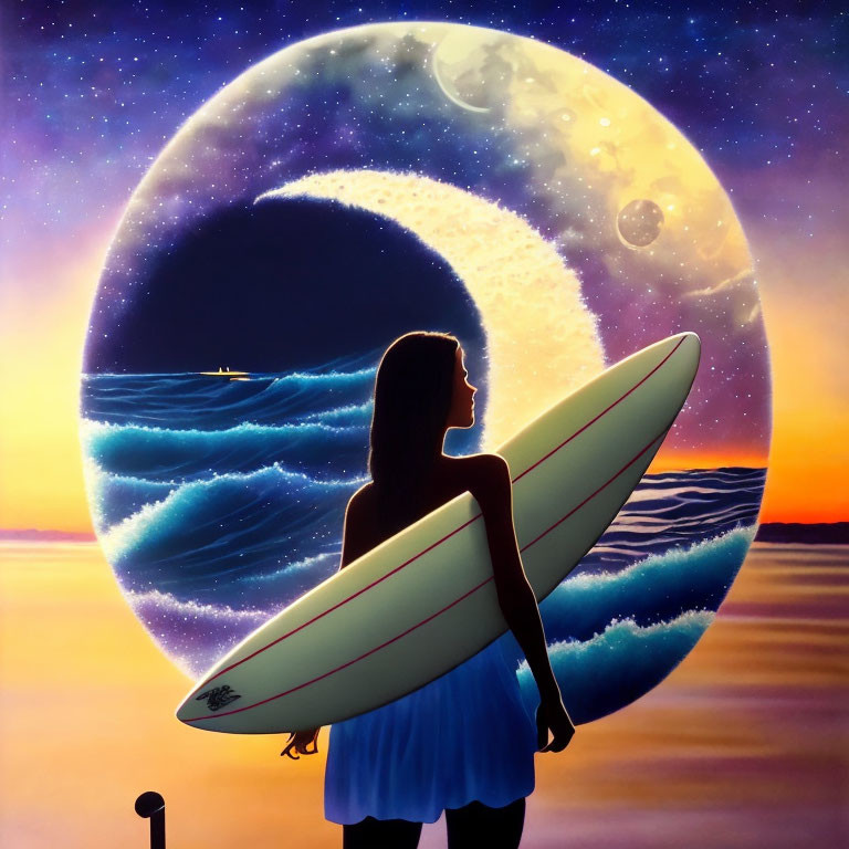Female Surfer Moon