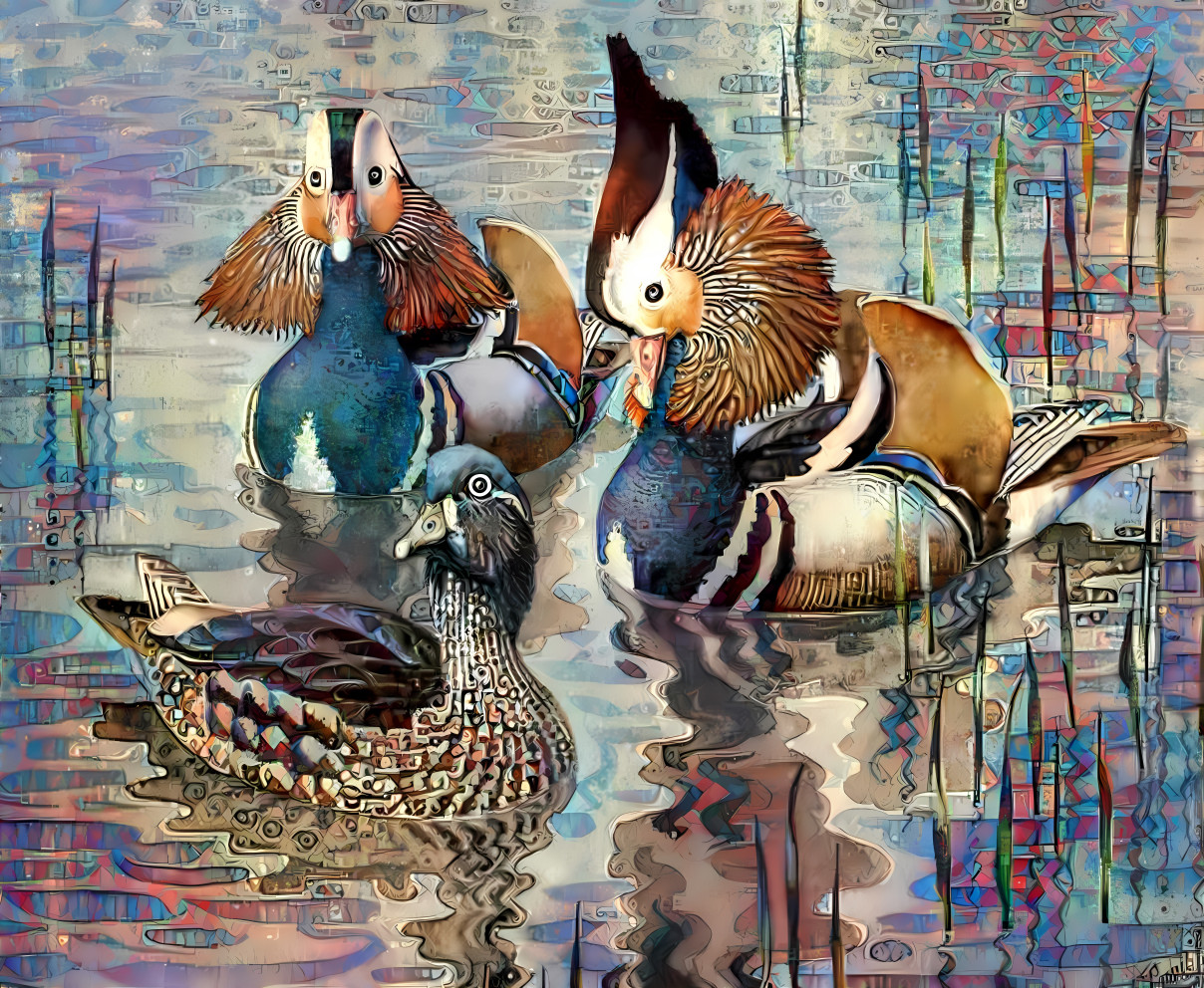 Abstract Mandarin Ducks