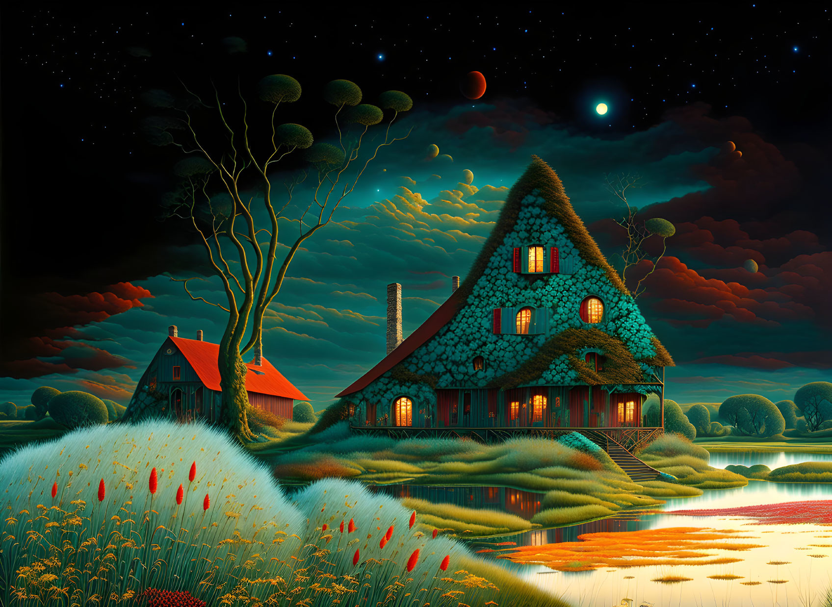 Nocturnal Farmhouse