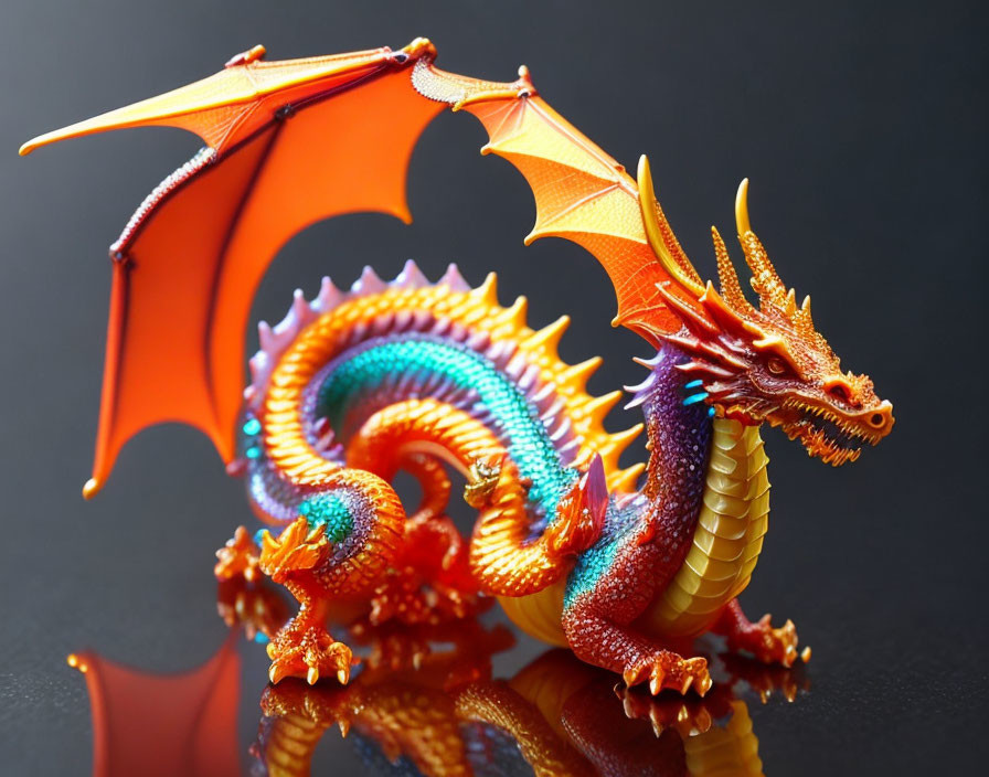 An orange resin dragon