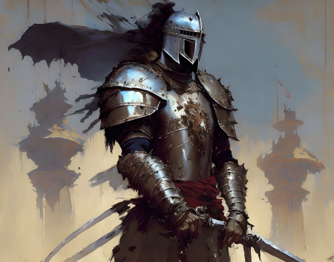Um Cavaleiro vestindo uma Armadura Danifica