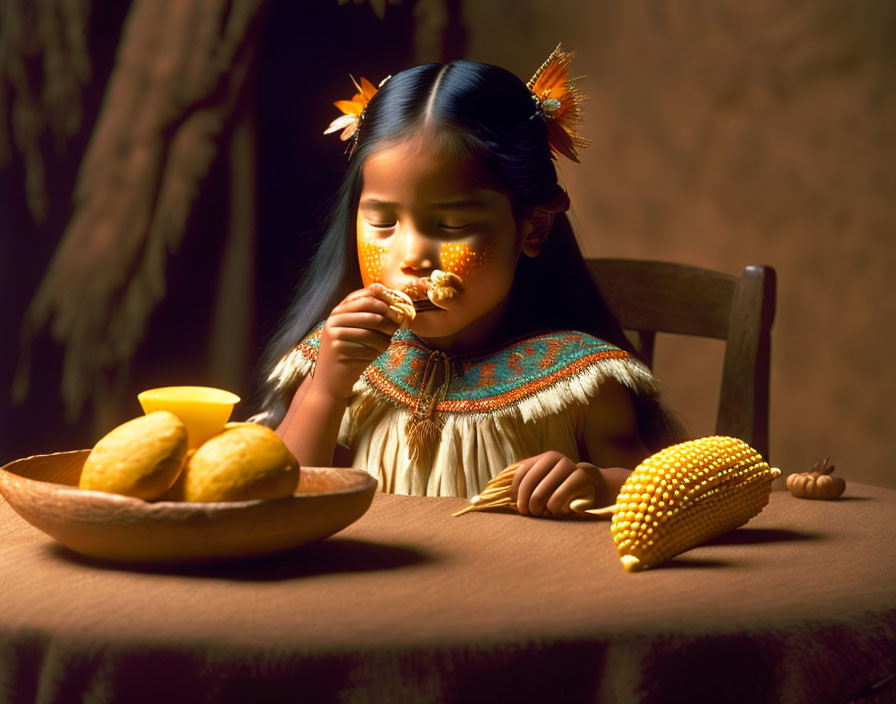 Menina nativa Powhatan