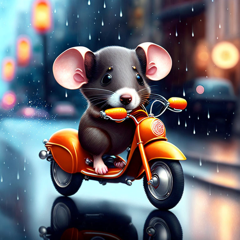 Um adorável rato andando de moto de brinquedo - II