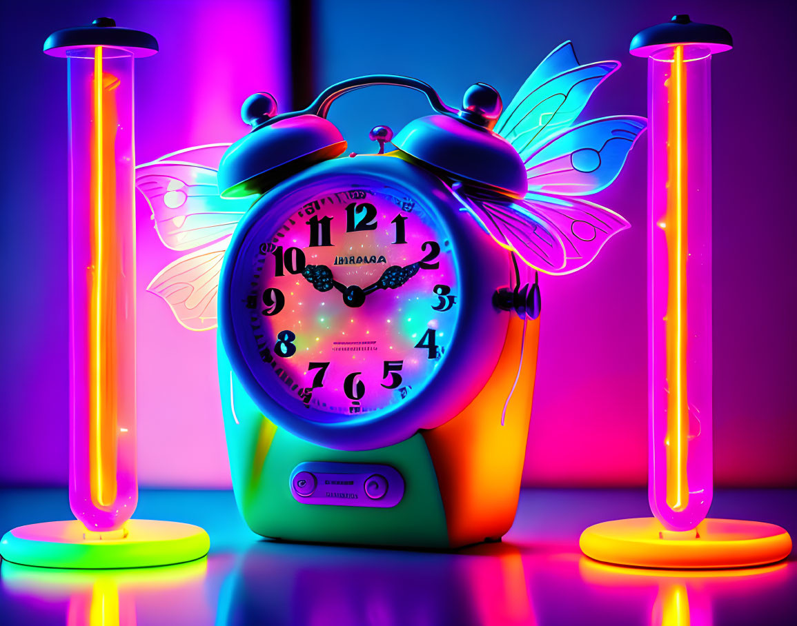 neon fairy clock