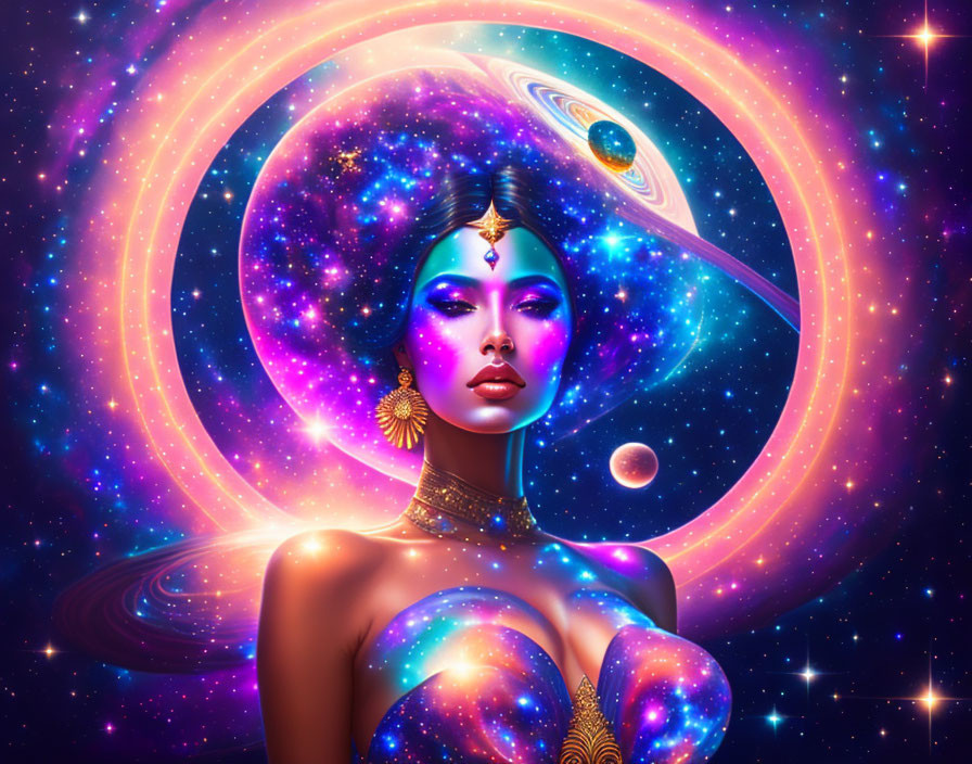 cosmic goddess in the galaxy