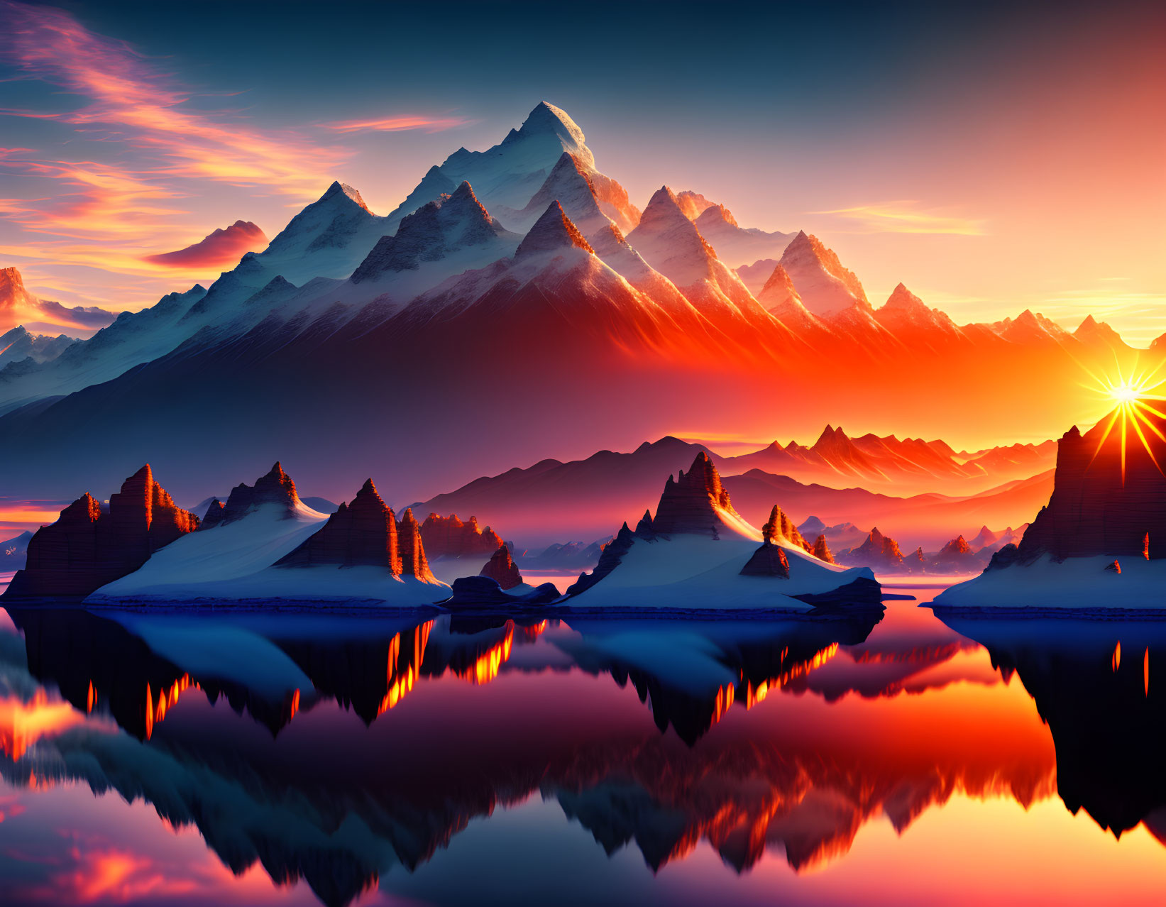 Sunset on a mountains
