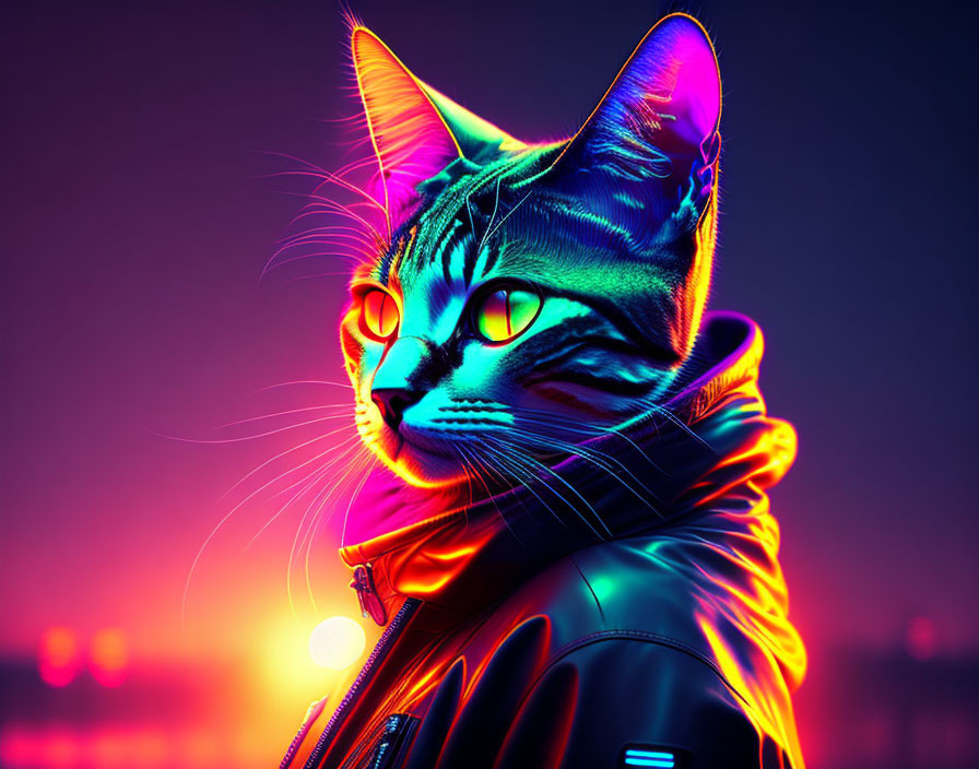 Cat in cyberpunk
