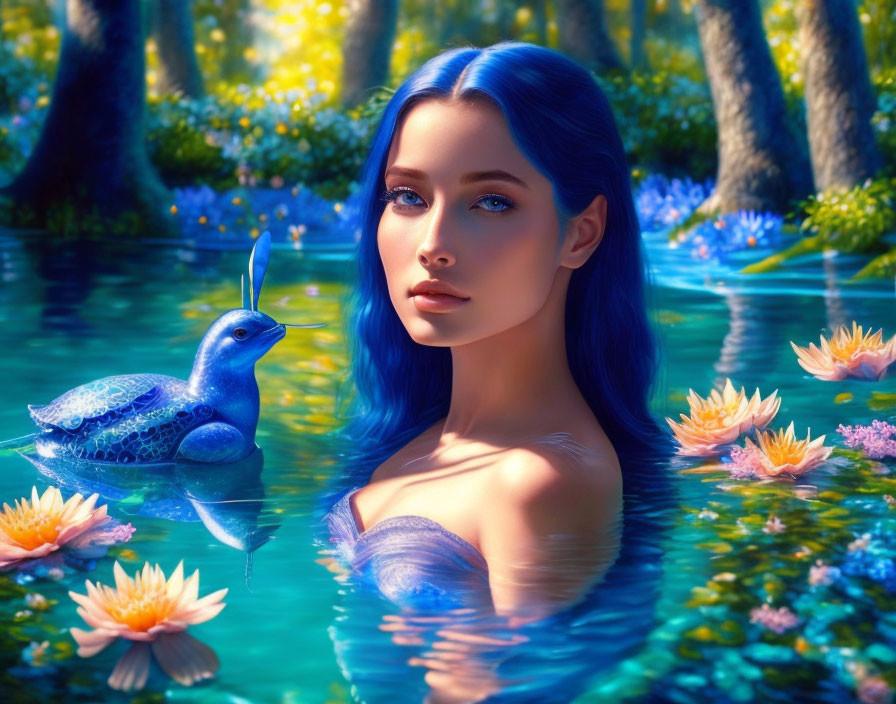 girl in magical pond