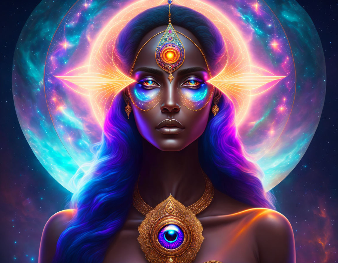 woman with astral eyes representing a divine
