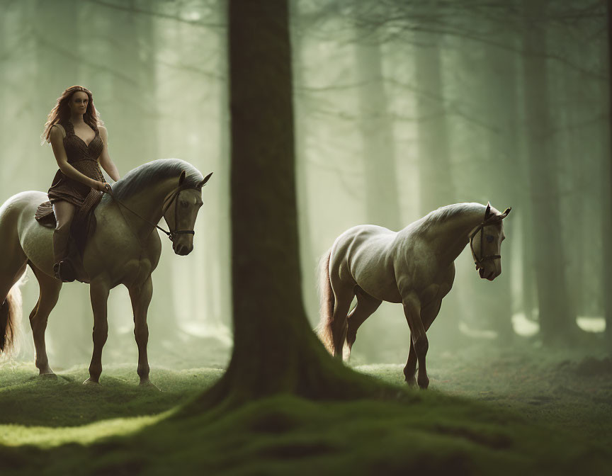 Riding horse in the woods 