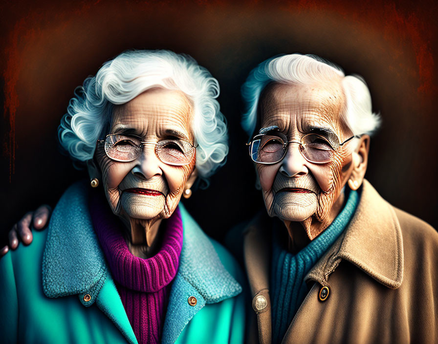 old couple on original background