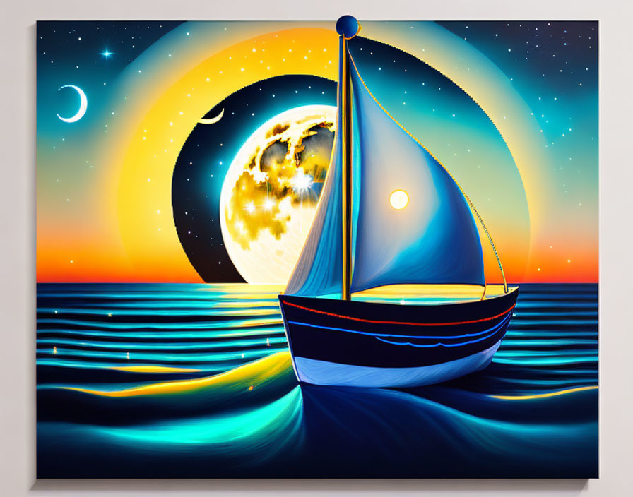 night moon sailboat