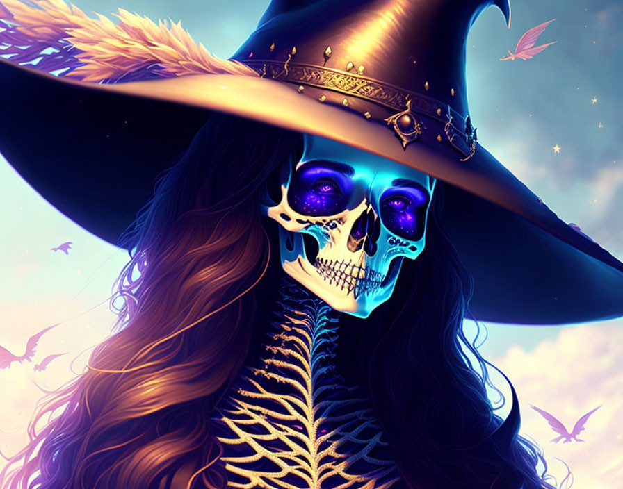 fantasy art artwork witch death skeleton