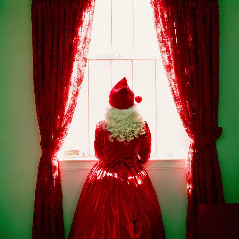 [Christmas woman] red dress with Santa Claus hood 