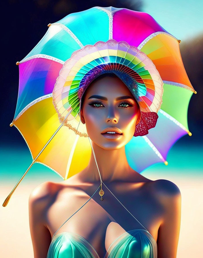 beautiful woman with a transp parasol