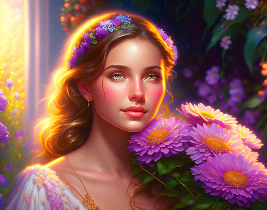 dream girl with flowers
