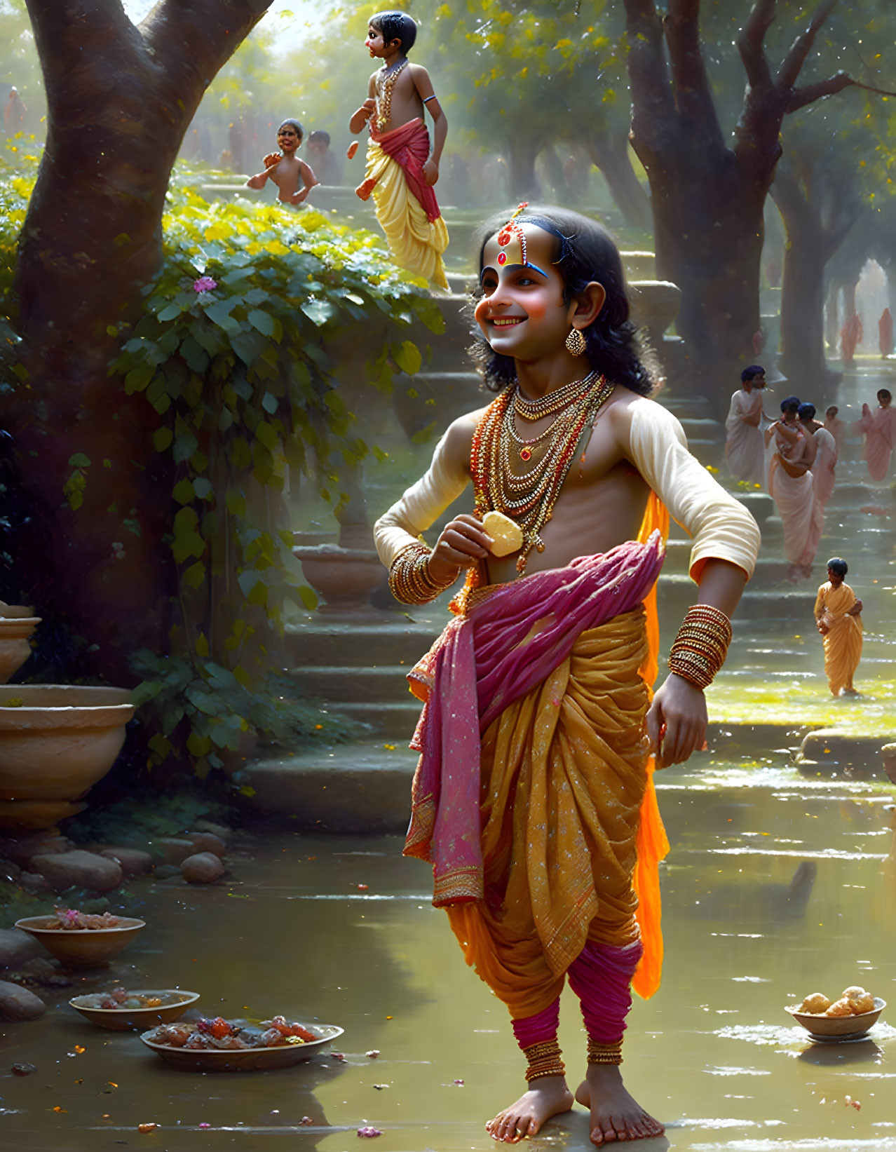 Childhood lordkrishna playing with friends 