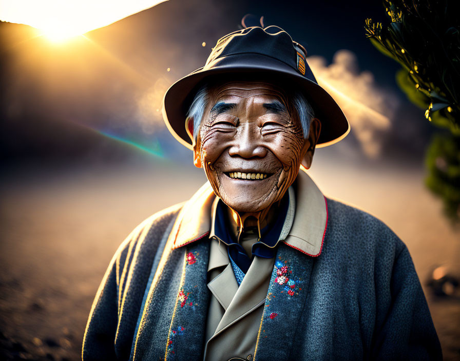 smiling old japanese man