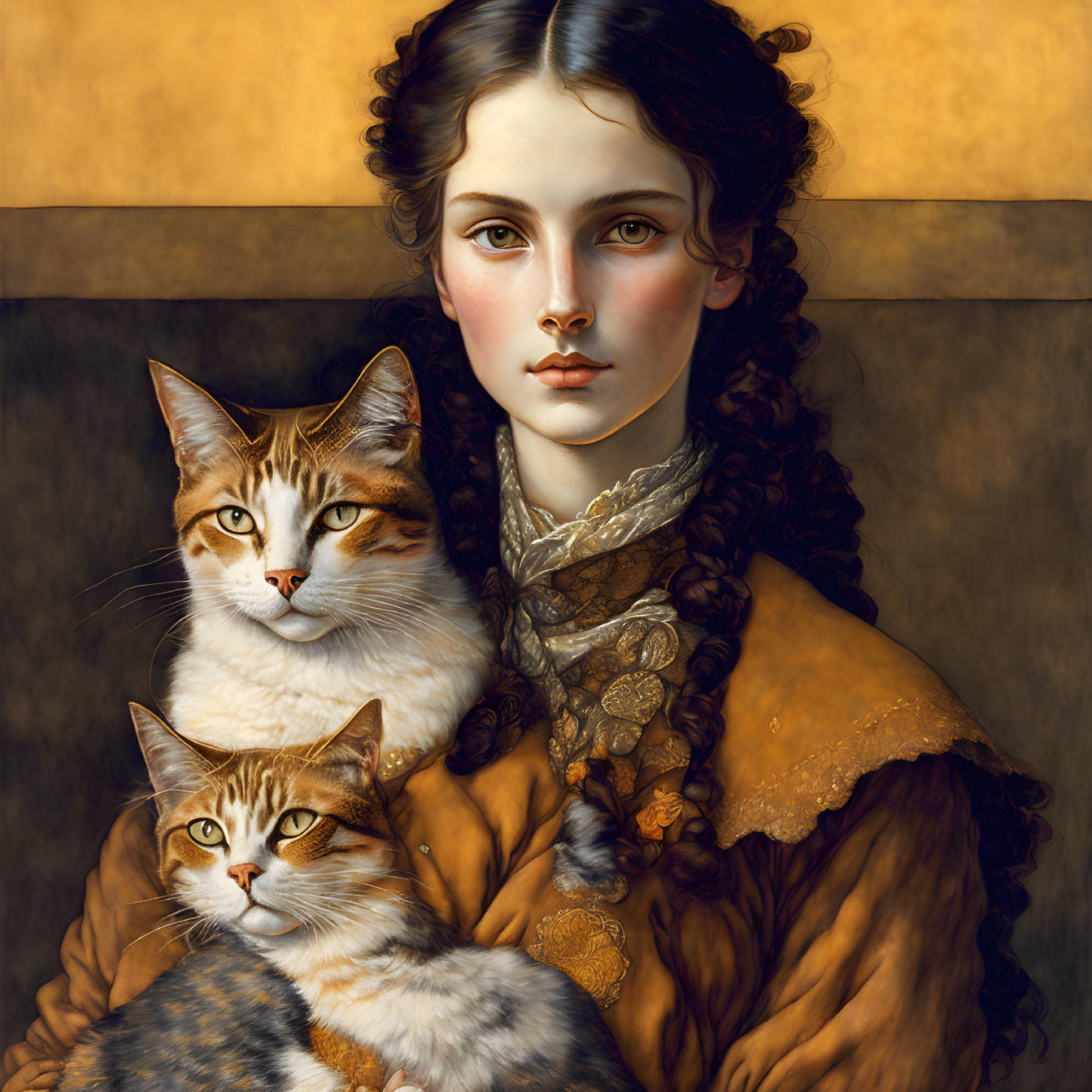 A Girl with cats