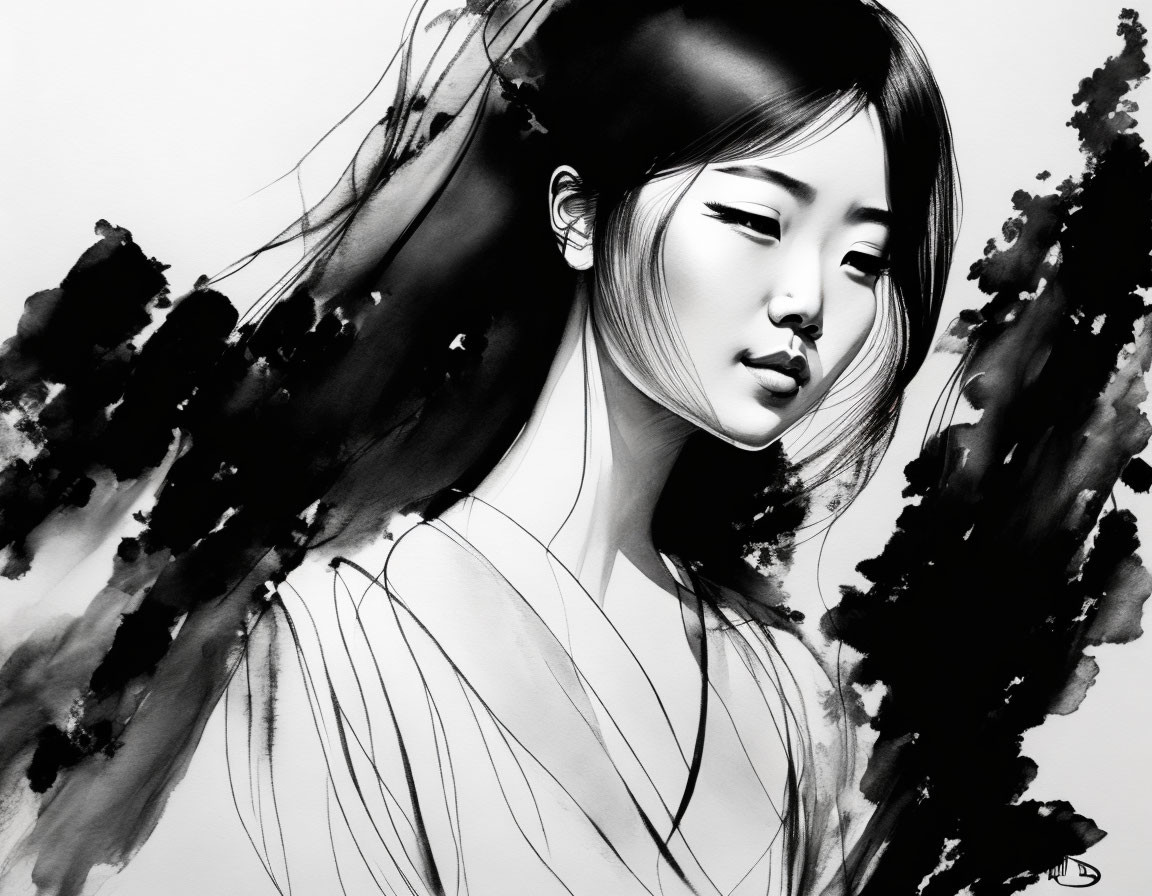 Ink Art & Japanese Girl 