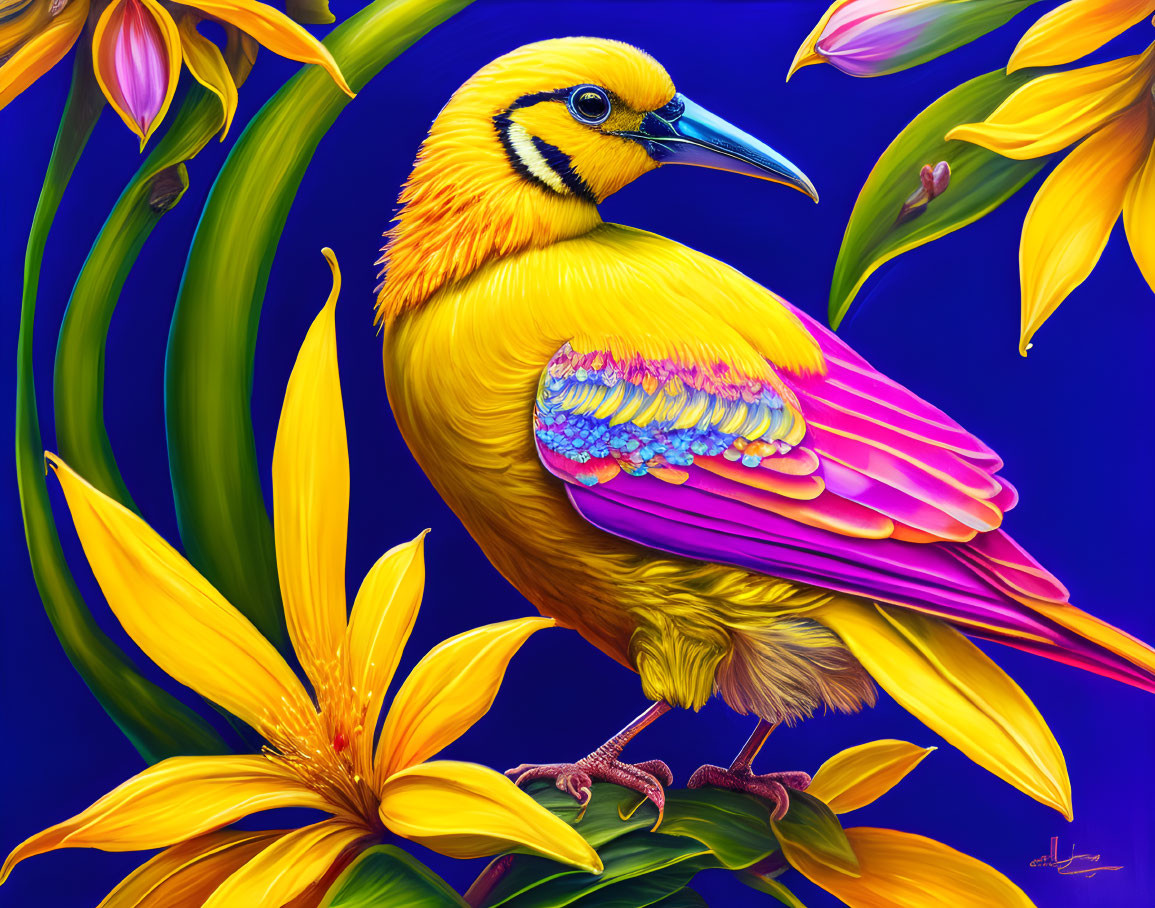beautiful golden yellow bird of paradise