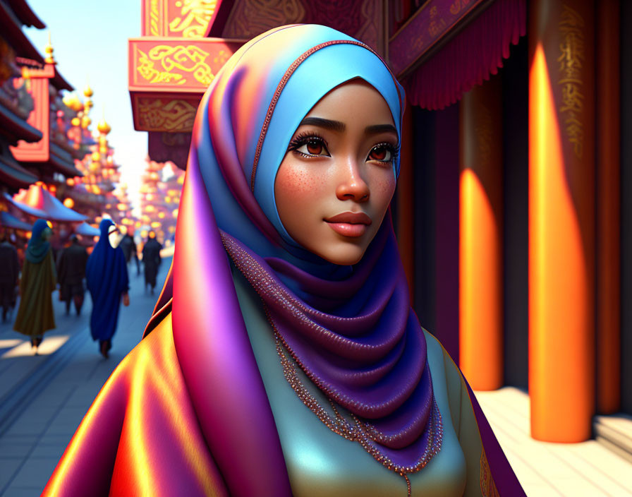 Disney art a girl wearing Hijab