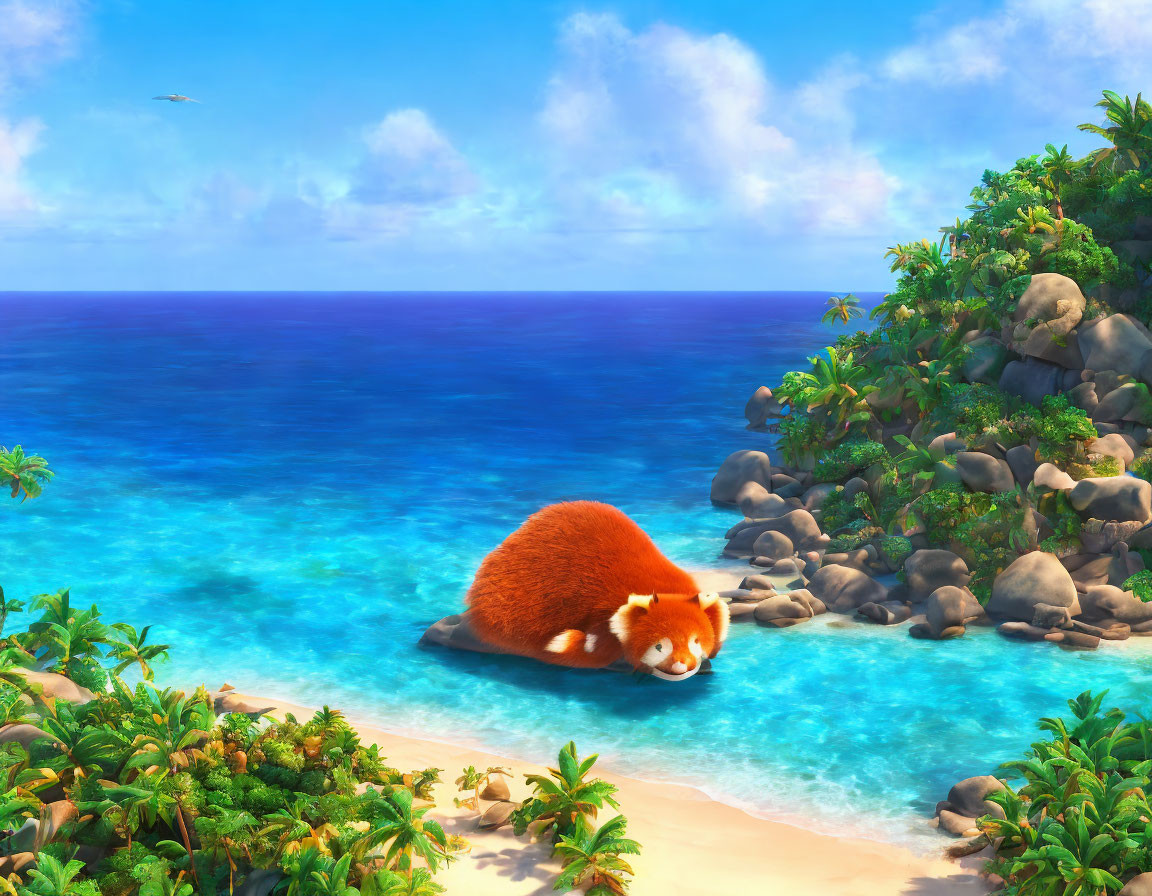 Red Panda on a Surfboard