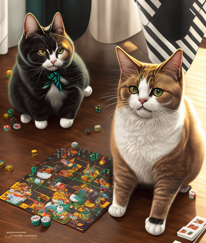 Cats plaing board games