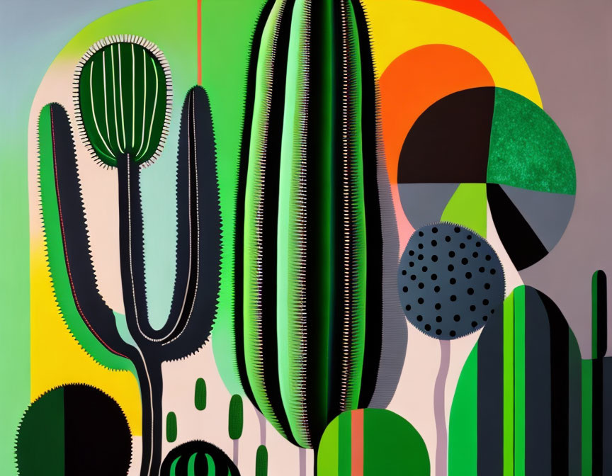 Cactus painting abstract