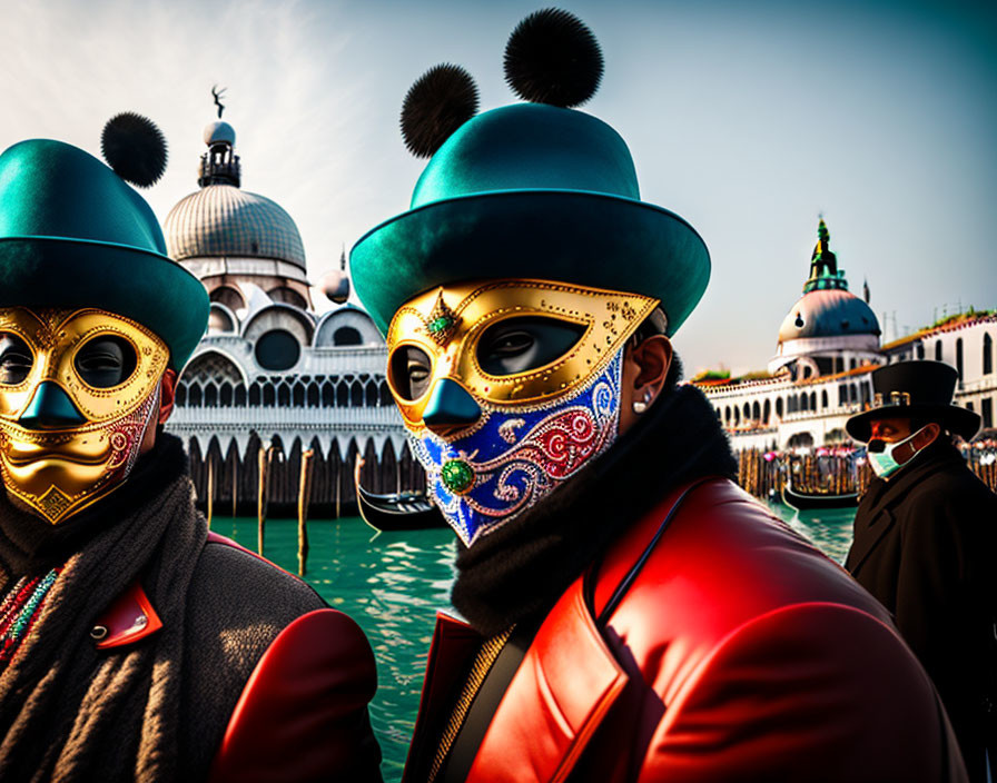 people wearing masks during a carnaval in Venice 