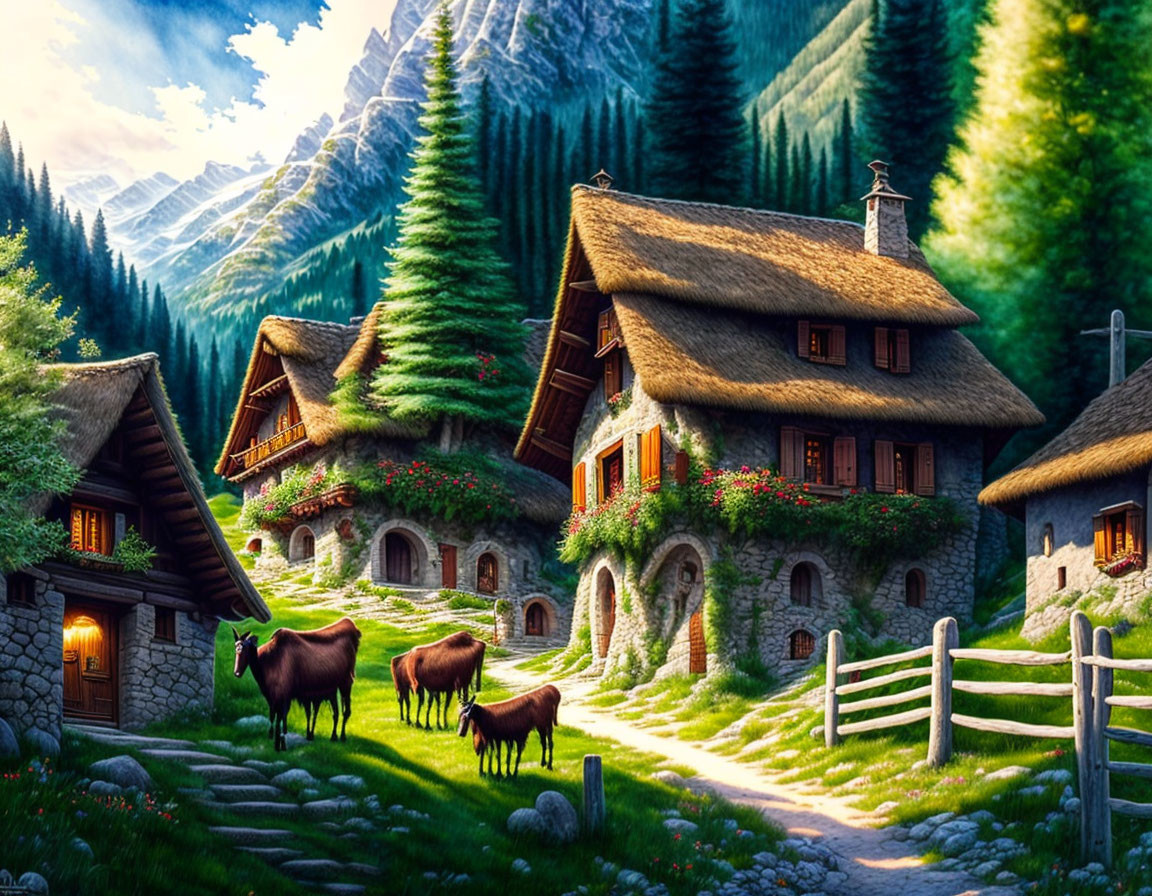 Heidi's village in Swiss mountains