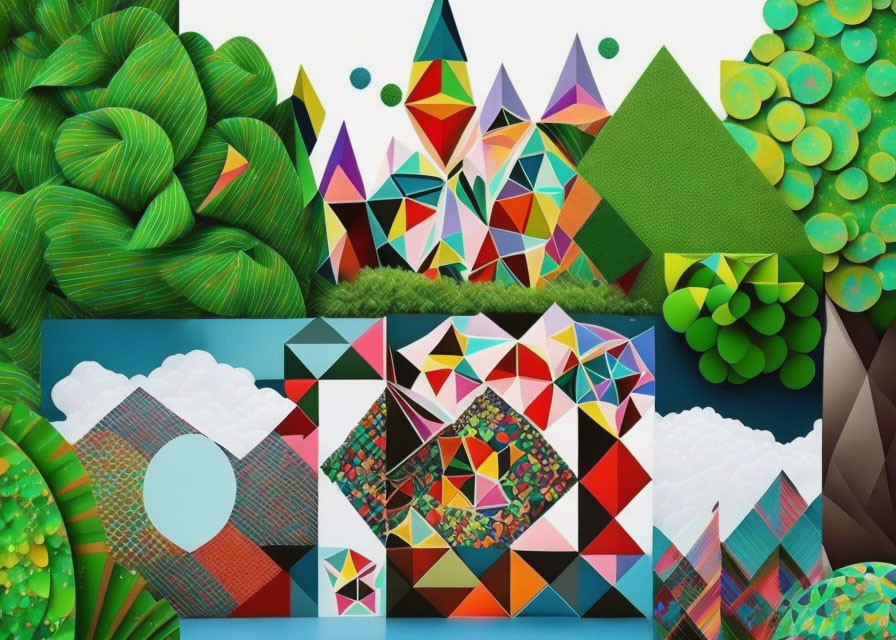 Castle and his forest in shapes