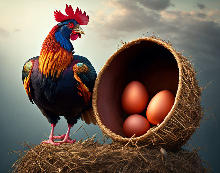 the rooster lays eggs