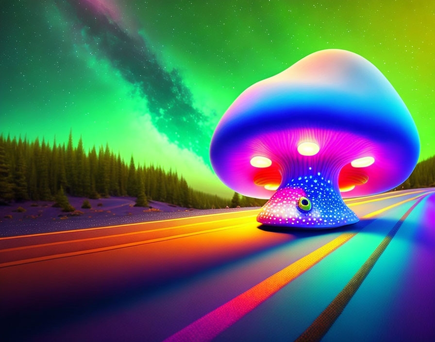 toadstool mushroom, ghost, bright colors