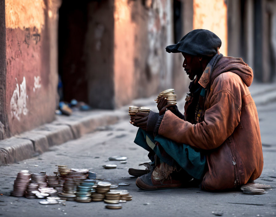 אדם עני ברחוב