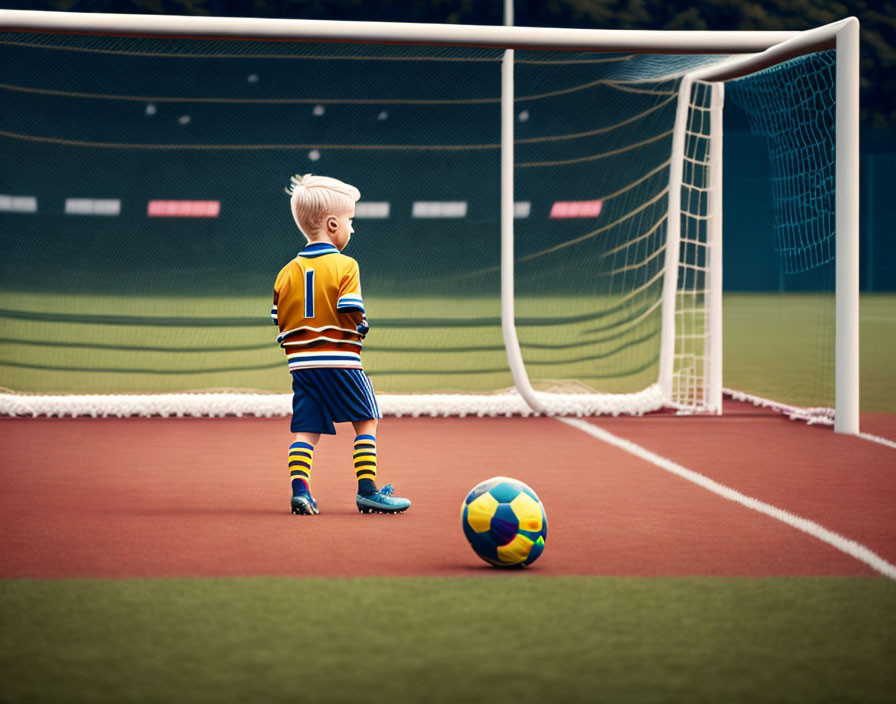 ילד קטן במגרש כדורגל