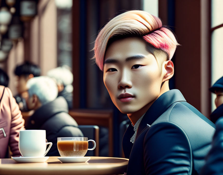 בחור קוריאני בבית קפה