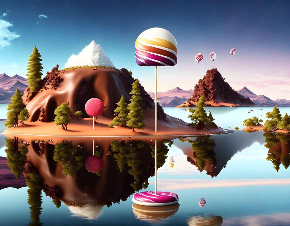 A lollipop island with chocolate…