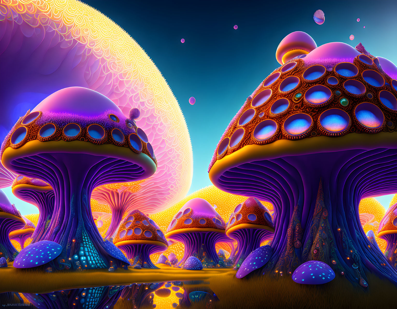  Fantasy biomorphic mushroom houses…