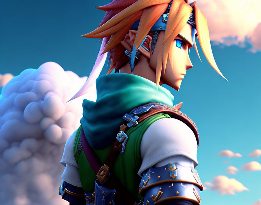 Cloud (Final Fantasy) mixed with Link (Zelda)