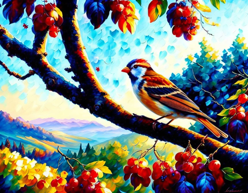 Bird eating berries