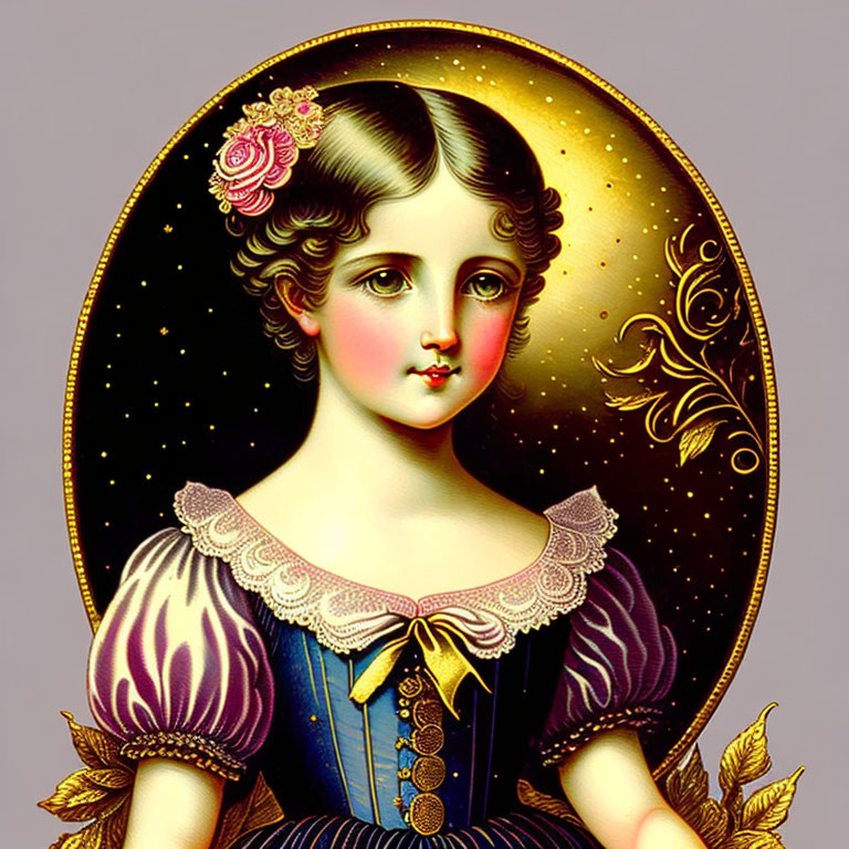 Young girl in children's book illustration