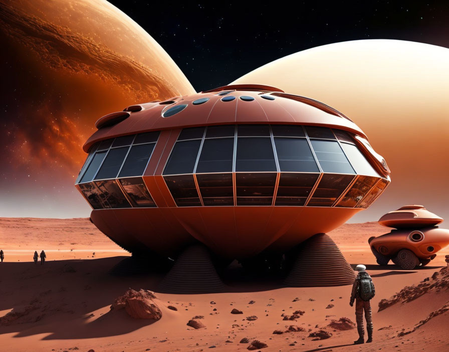 People, houses and cars on Mars
