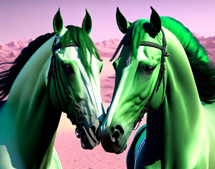 2 green horse 