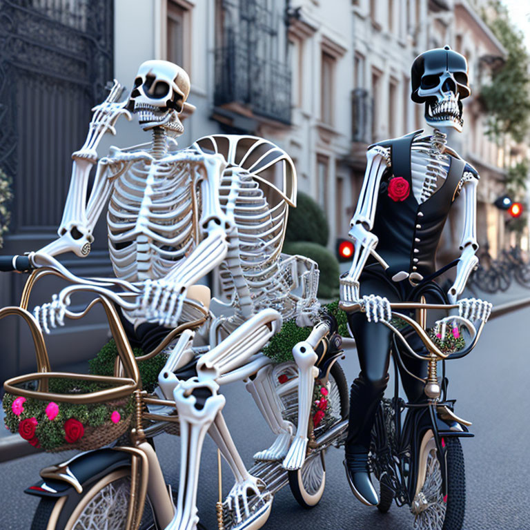 2 skeleton riding 