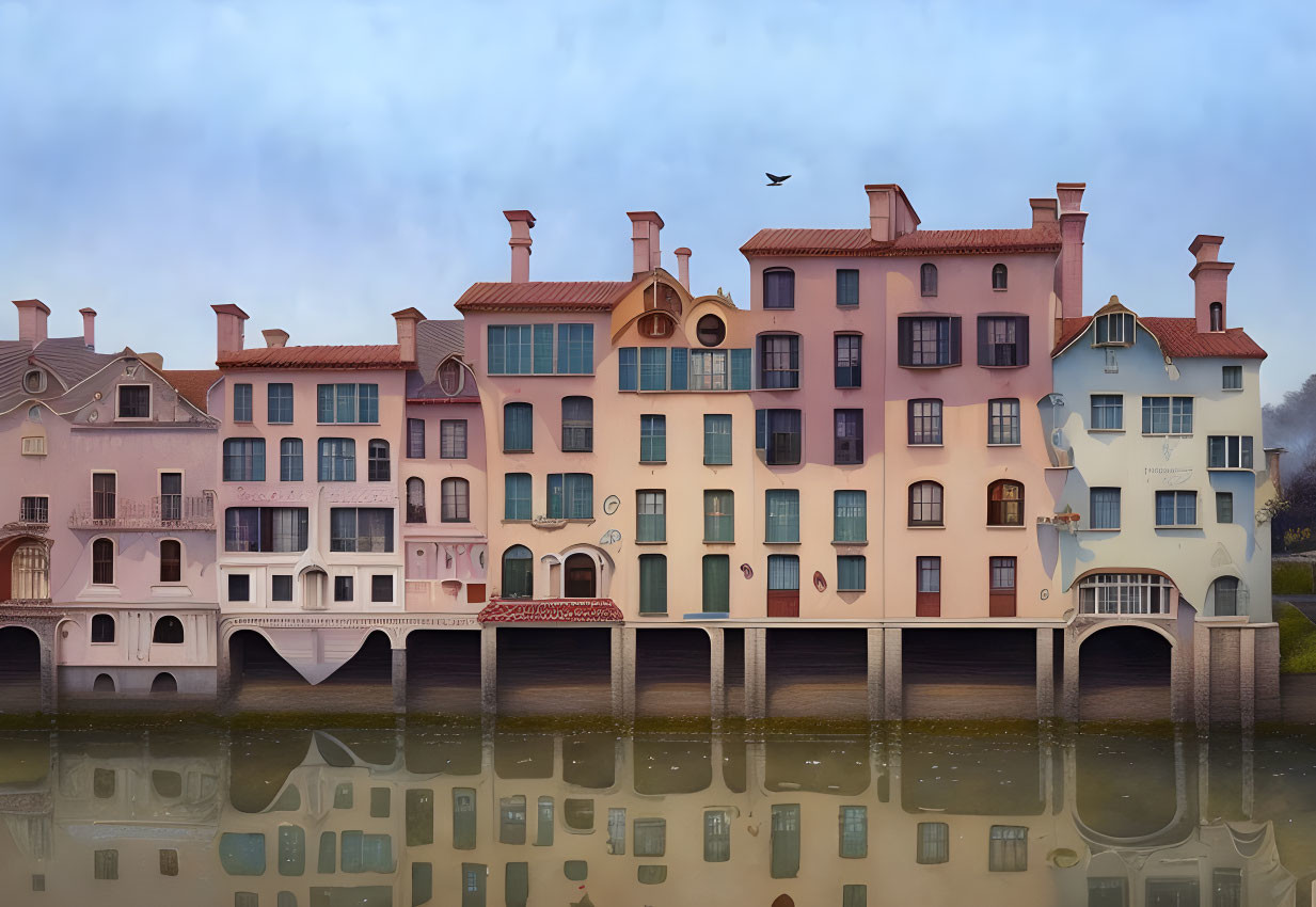 Houses on edge of canal 